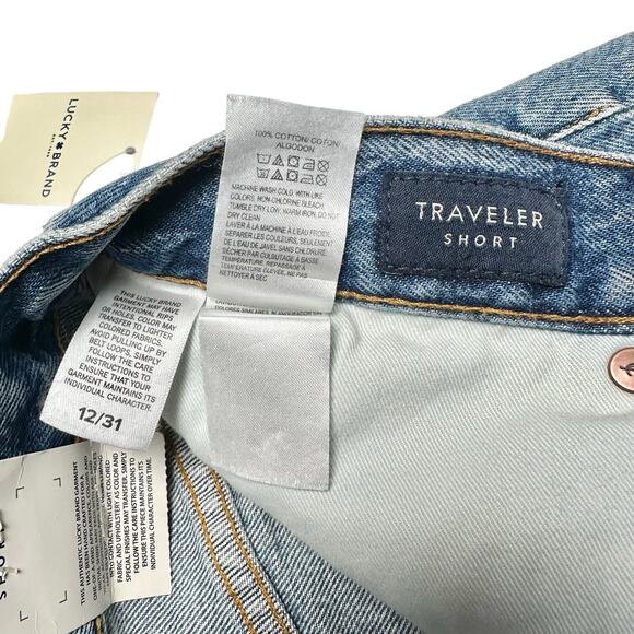 Lucky Brand | Women | Light Wash Raw Hem Button Fly Denim Traveler Shorts | 31 - Picture 7 of 16